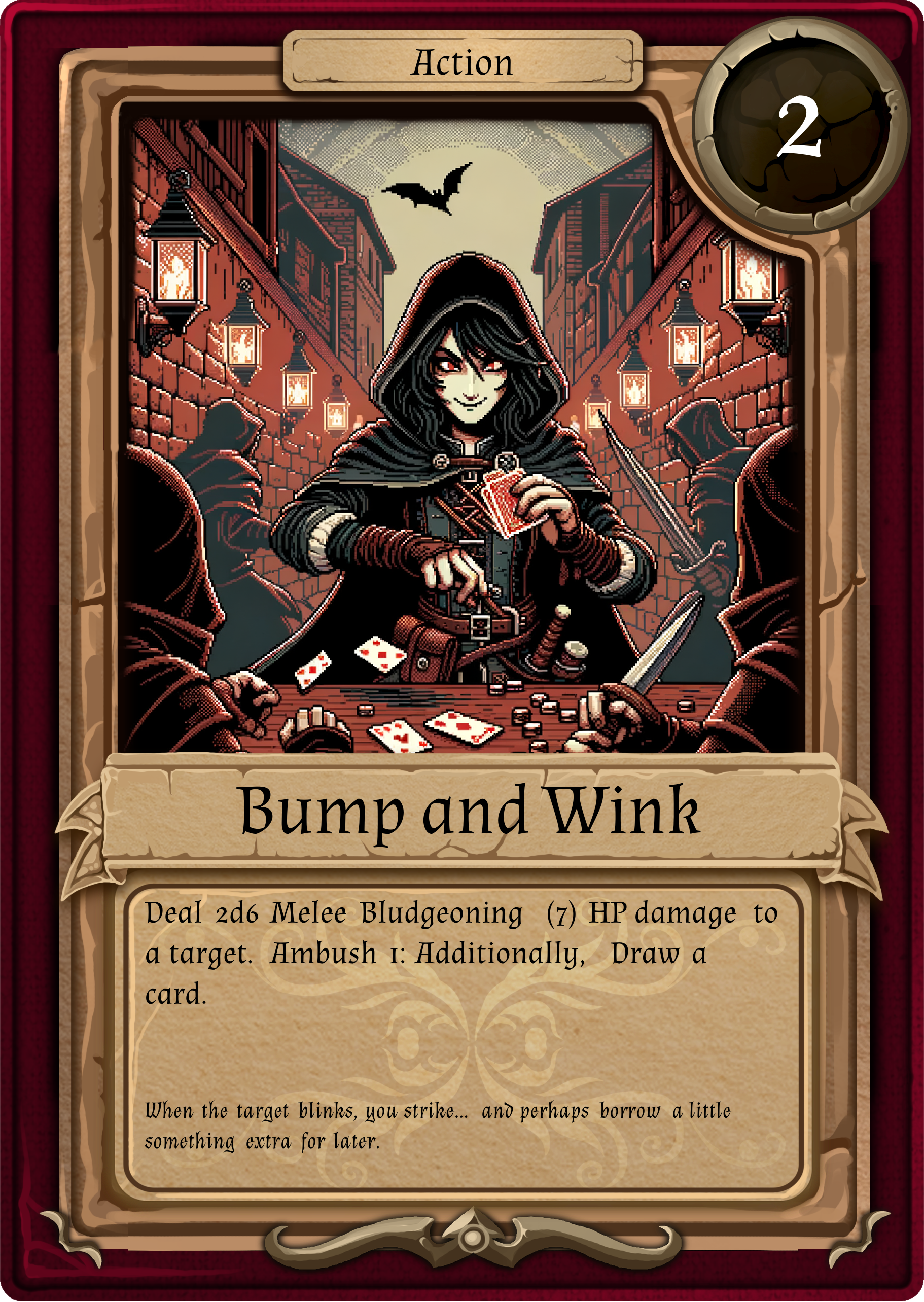 Background art showing Bump and Wink playing card