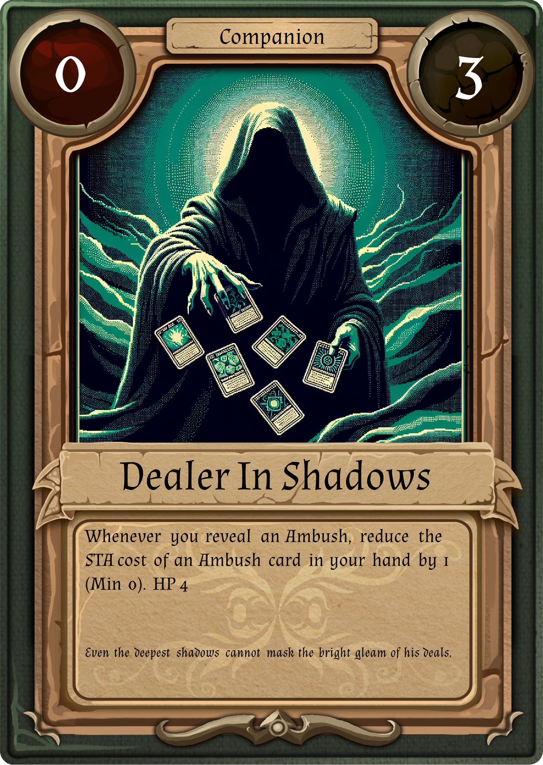 Background art showing Dealer in Shadows playing card